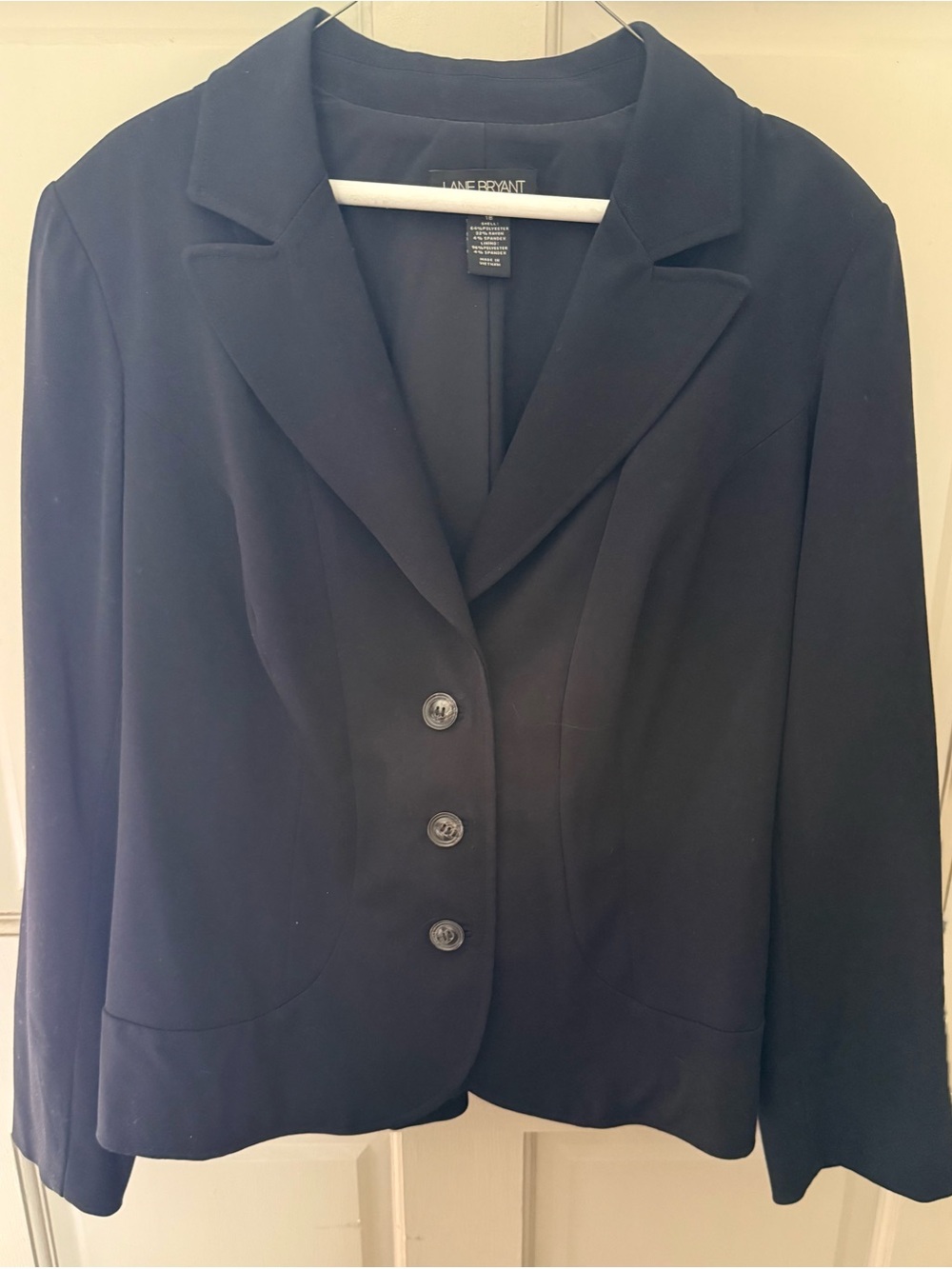 Lane Bryant Black Three-Button Tailored Blazer Jacket
